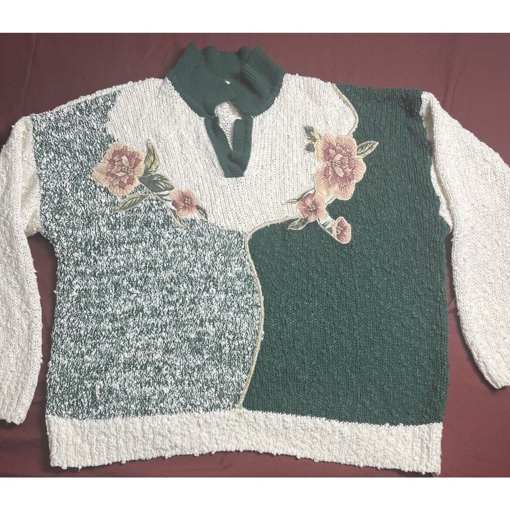Separate Issue VintageAcrylic Sweater Floral Pattern Women's Size (2X)